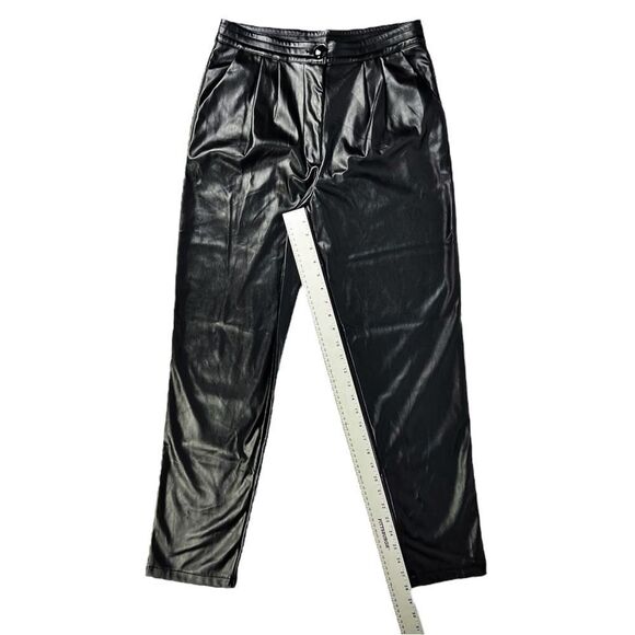 Princess Polly Love Club Black Pleated Faux Leather Pants High Rise Size 6 - Picture 6 of 11